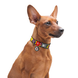 Collar WauDog Nylon Obroża nylonowa z QR-paszportem, plastikowy fastex, wzór FUTRZANE POTWORY, XXL 35mm/46-70cm - All4Animals