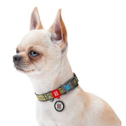 Collar WauDog Nylon Obroża nylonowa z QR-paszportem, plastikowy fastex, wzór MILITARY, M 20mm/28-40cm - All4Animals