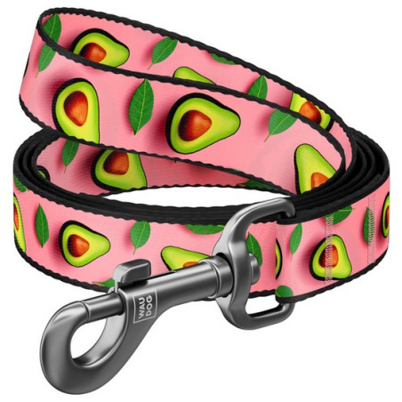 Collar WauDog Nylon Smycz nylonowa M 20mm/200cm, wzór AWOKADO NA RÓŻU - All4Animals