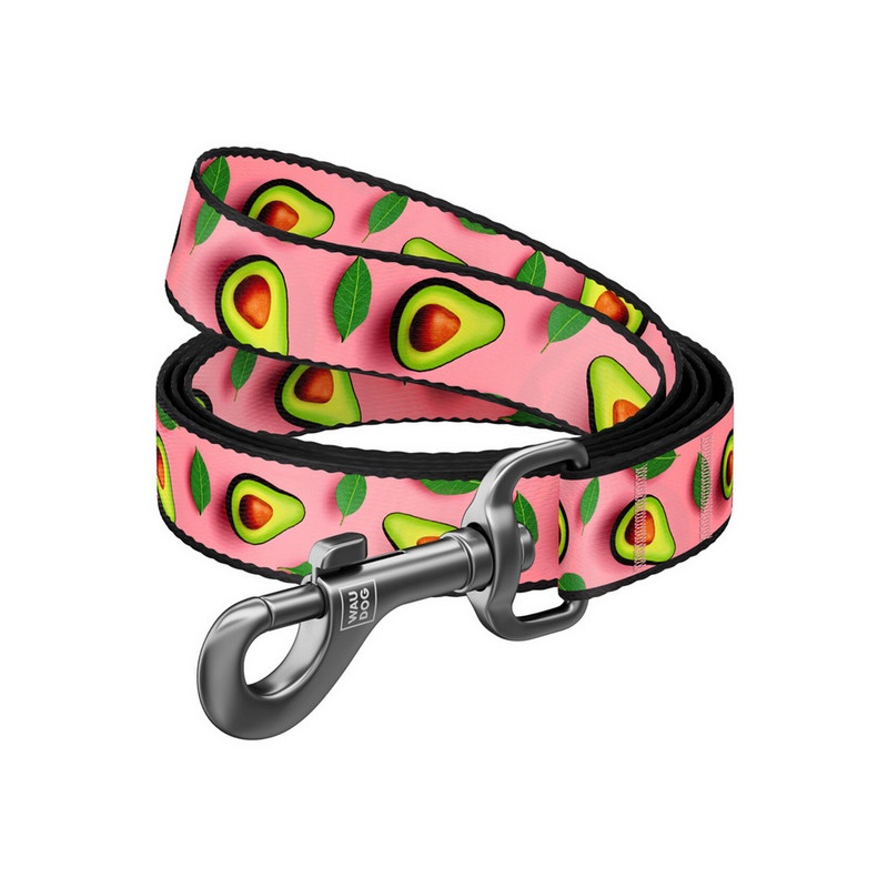Collar WauDog Nylon Smycz nylonowa S 15mm/200cm, wzór AWOKADO NA RÓŻU - All4Animals
