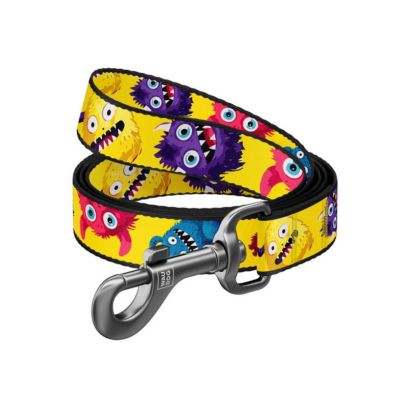 Collar WauDog Nylon Smycz nylonowa L-XXL 25mm/200cm, wzór FUTRZANE POTWORY - All4Animals