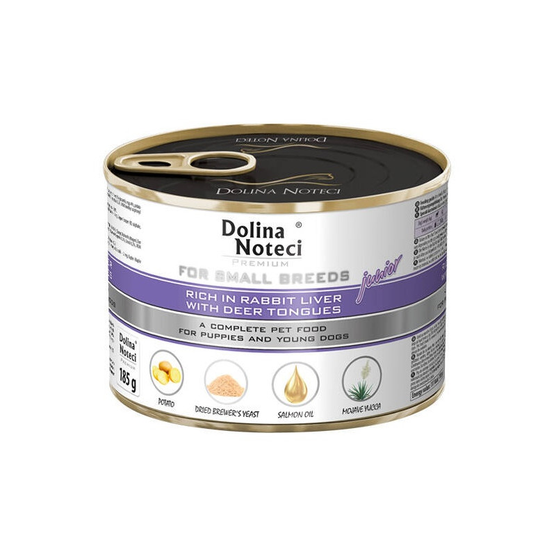 Dolina Noteci Premium Pies Mały Junior wątróbka królika i ozory jeleni 185g - All4Animals