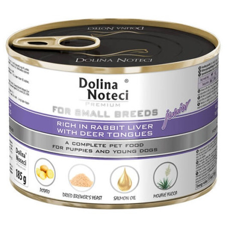 Dolina Noteci Premium Pies Mały Junior wątróbka królika i ozory jeleni 185g - All4Animals