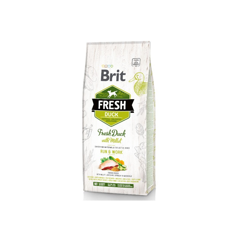 Brit Fresh Dog Adult Active Duck & Millet 12kg - All4Animals