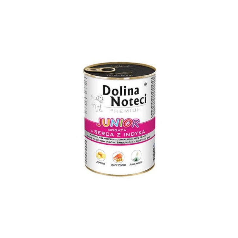Dolina Noteci Premium Pies Junior Serca indyka puszka 400g - All4Animals
