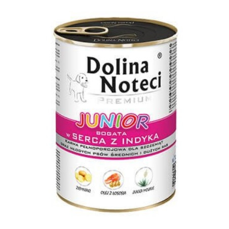 Dolina Noteci Premium Pies Junior Serca indyka puszka 400g - All4Animals