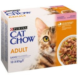 Purina Cat Chow Łosoś i zielona fasolka saszetki 10x85g - All4Animals