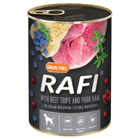 Rafi Pies Żołądki wołowe i szynka puszka 400g - All4Animals