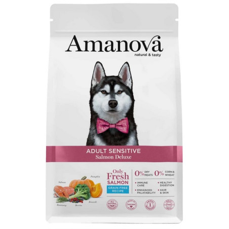 Amanova Dog Adult Sensitive Salmon Deluxe - łosoś 10kg - All4Animals