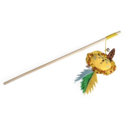 Camon Cat Toy Wędka drewniana z dzwonkiem i kocimiętką jungle - All4Animals