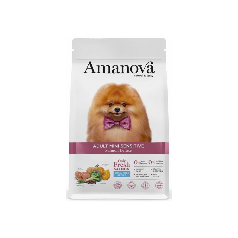 Amanova Dog Adult Mini Sensitive Salmon Deluxe - łosoś 2kg - All4Animals