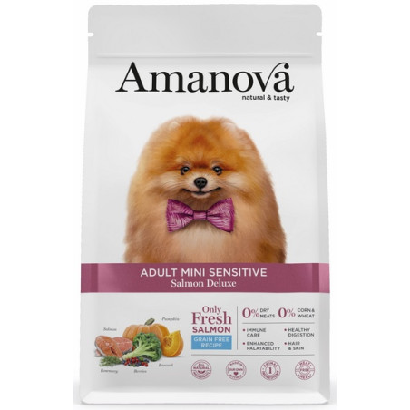 Amanova Dog Adult Mini Sensitive Salmon Deluxe - łosoś 2kg - All4Animals