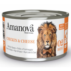 Amanova Cat Chicken & Cheese - kurczak i ser w bulionie puszka 70g - All4Animals
