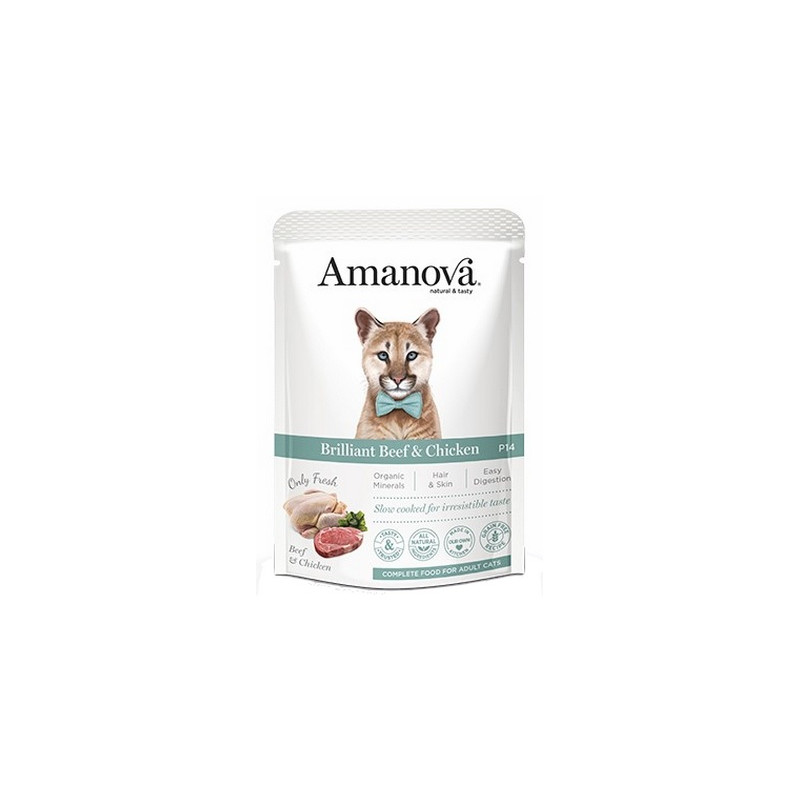 Amanova Cat Brilliant Beef & Chicken - wołowina i kurczak saszetka 85g - All4Animals