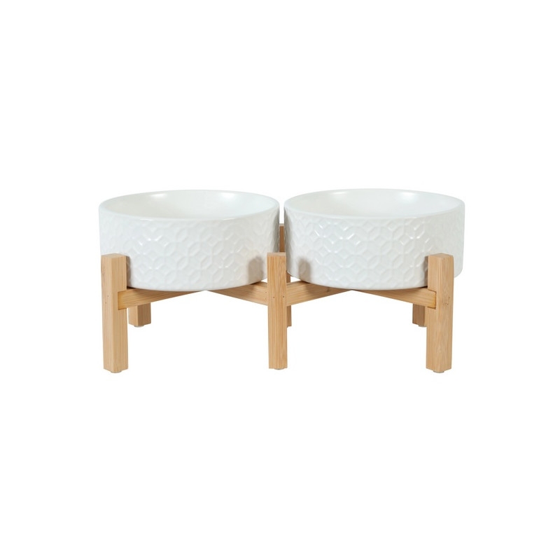 Zolux Miska ceramiczna dla psa i kota Keramo Duo 2x700ml biała - All4Animals