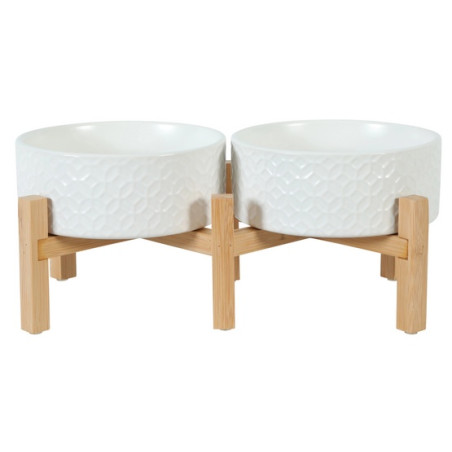 Zolux Miska ceramiczna dla psa i kota Keramo Duo 2x700ml biała - All4Animals