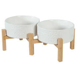 Zolux Miska ceramiczna dla psa i kota Keramo Duo 2x700ml biała - All4Animals