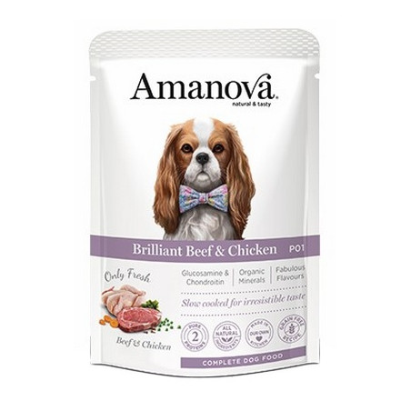 Amanova Dog Adult Brilliant Beef & Chicken - wołowina i kurczak saszetka 100g - All4Animals
