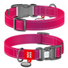 Collar WauDog Nylon Mono Obroża nylonowa odblaskowa z QR-paszportem, plastikowy fastex, S 15mm/25-35cm różowa - All4Animals