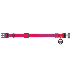 Collar WauDog Nylon Mono Obroża nylonowa odblaskowa z QR-paszportem, plastikowy fastex, S 15mm/25-35cm różowa - All4Animals
