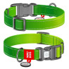Collar WauDog Nylon Mono Obroża nylonowa odblaskowa z QR-paszportem, plastikowy fastex, M 20mm/28-40cm jasnozielona - All4Animal