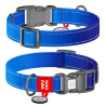 Collar WauDog Nylon Mono Obroża nylonowa odblaskowa z QR-paszportem, plastikowy fastex, L 25mm/33-49cm niebieska - All4Animals