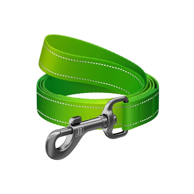 Collar WauDog Nylon Mono Smycz nylonowa odblaskowa M 20mm/200cm jasnozielona - All4Animals
