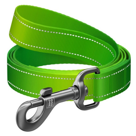 Collar WauDog Nylon Mono Smycz nylonowa odblaskowa M 20mm/200cm jasnozielona - All4Animals