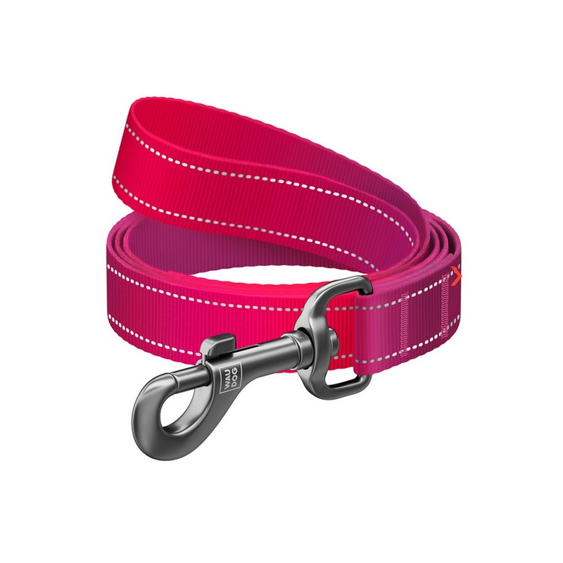 Collar WauDog Nylon Mono Smycz nylonowa odblaskowa S 15mm/200cm różowa - All4Animals