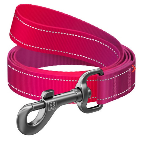 Collar WauDog Nylon Mono Smycz nylonowa odblaskowa S 15mm/200cm różowa - All4Animals