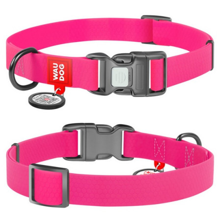 Collar Waterproof Obroża wodoodporna z QR-paszportem, plastikowy fastex, S 15mm/25-35cm różowa - All4Animals