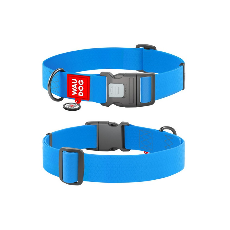 Collar Waterproof Obroża wodoodporna z QR-paszportem, plastikowy fastex, XXL 35mm/46-70cm niebieska - All4Animals