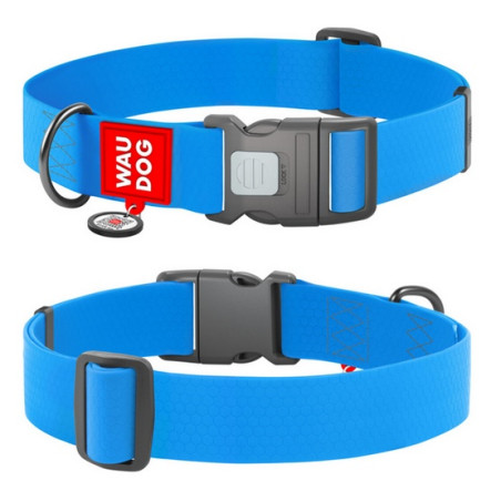 Collar Waterproof Obroża wodoodporna z QR-paszportem, plastikowy fastex, XXL 35mm/46-70cm niebieska - All4Animals