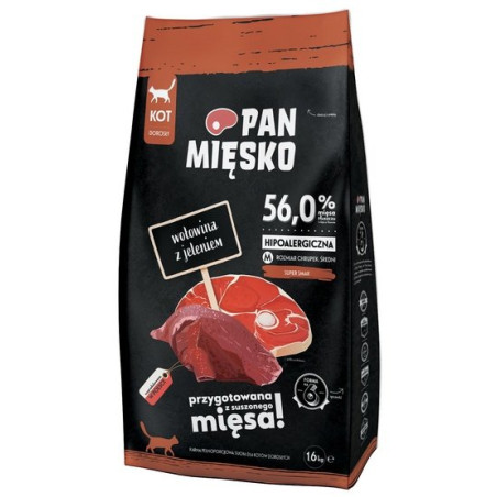 Pan Mięsko Karma sucha dla kota - wołowina i jeleń chrupki M 1,6kg - All4Animals