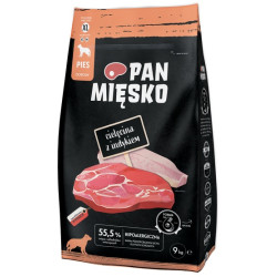 Pan Mięsko Karma sucha dla psa - cielęcina i indyk chrupki XL 9kg - All4Animals