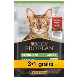Purina Pro Plan Cat Sterilised wołowina saszetka 4x85g 3+1 gratis - All4Animals