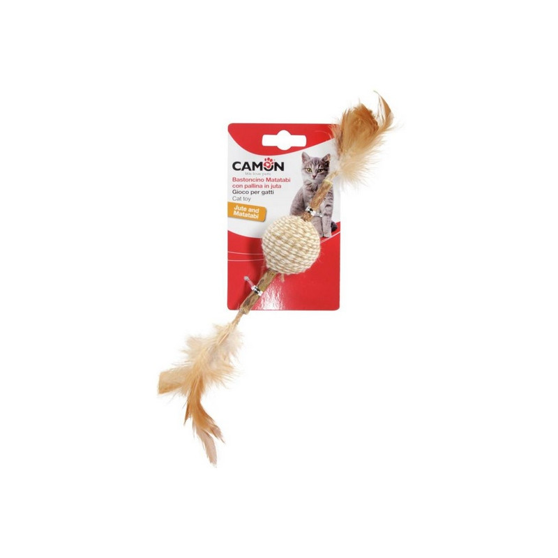 Camon Cat Toy Matatabi Kij z piłką jutową - All4Animals