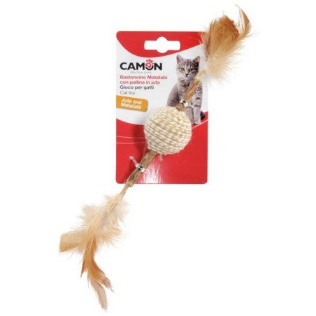 Camon Cat Toy Matatabi Kij z piłką jutową - All4Animals