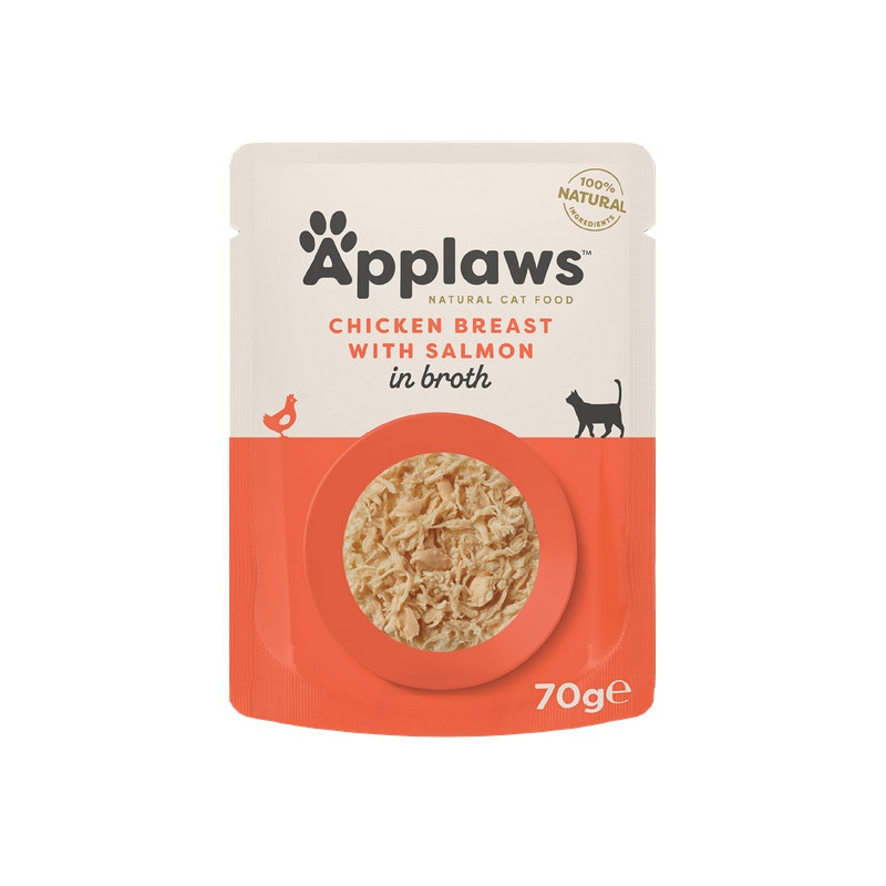 Applaws saszetka dla kota Kurczak z Łososiem w rosole 70g - All4Animals