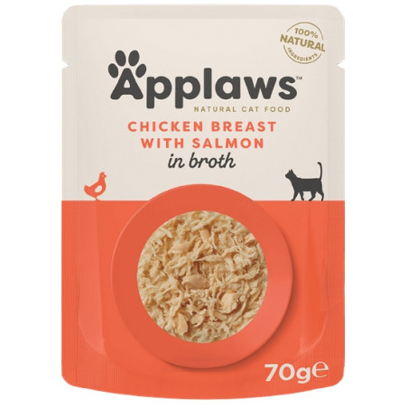 Applaws saszetka dla kota Kurczak z Łososiem w rosole 70g - All4Animals