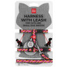 Collar WauDog Nylon Szelki ze smyczą nylonowe anatomiczne w kształcie litery H, z QR-paszportem, plastikowy fastex, wzór BANANY 