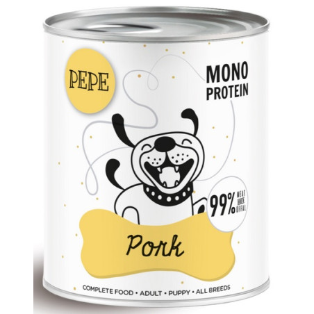 Paka Zwierzaka PEPE Pork (wieprzowina) puszka 800g - All4Animals