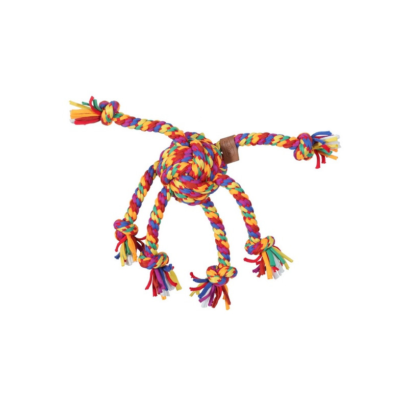 Zolux Zabawka dla psa szarpak ośmiornica sznur Rainbow 38cm - All4Animals
