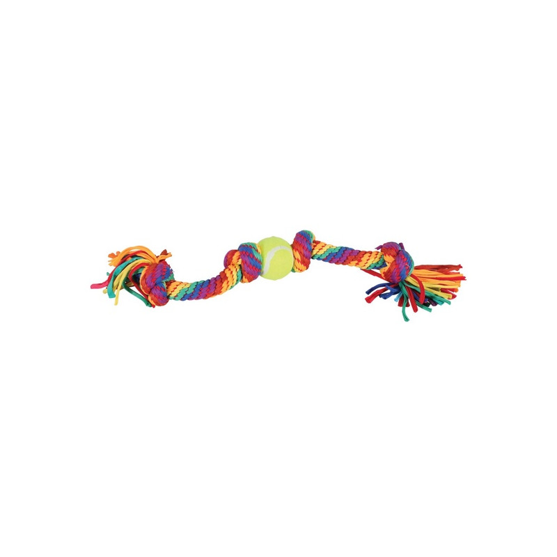 Zolux Zabawka dla psa szarpak sznur z piłką tenisową Rainbow 60cm - All4Animals