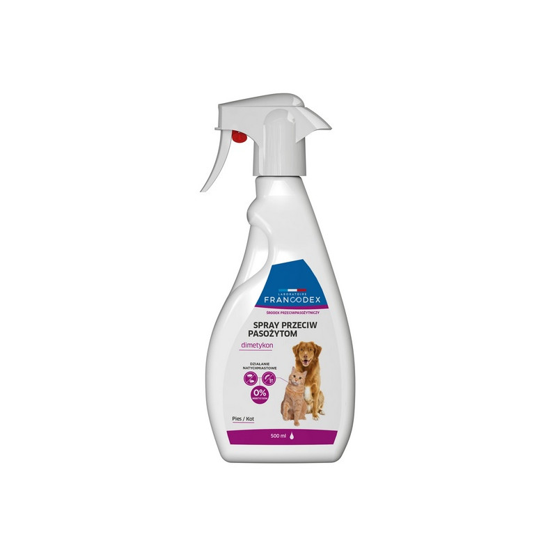 Francodex Spray przeciwpasożytniczy z dimetykonem dla psów i kotów 500ml - All4Animals