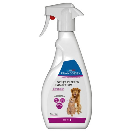 Francodex Spray przeciwpasożytniczy z dimetykonem dla psów i kotów 500ml - All4Animals