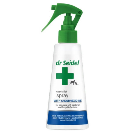 Dr Seidel Spray z chlorheksydyną - do skóry z bakteryjnymi i grzybiczymi stanami zapalnymi 100ml - All4Animals