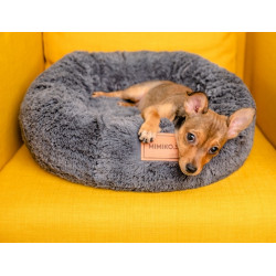 MIMIKO Pets Legowisko Shaggy okrągłe M 45cm grafitowe - All4Animals