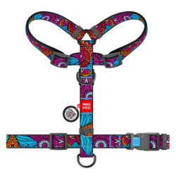 Collar WauDog Nylon Szelki nylonowe anatomiczne w kształcie litery H, z QR-paszportem, plastikowy fastex, wzór LATO, rozmiar M 2