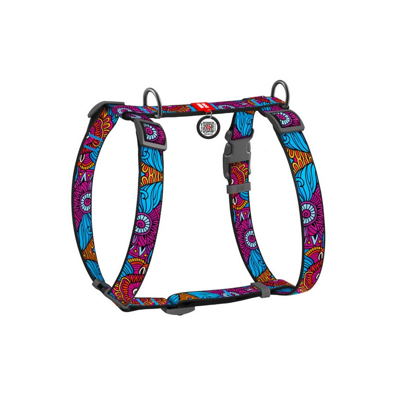 Collar WauDog Nylon Szelki nylonowe anatomiczne w kształcie litery H, z QR-paszportem, plastikowy fastex, wzór LATO, rozmiar L 2